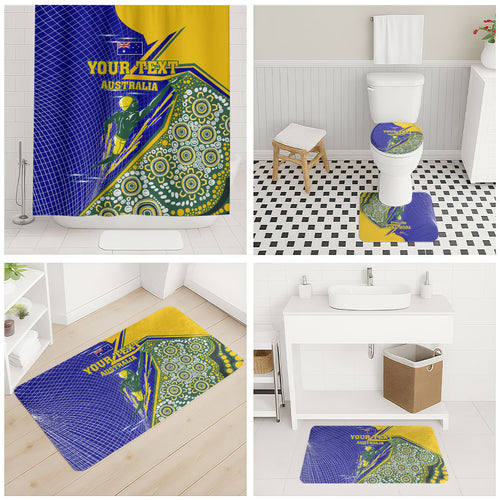 Personalized Australia Swimming Athlete Bathroom Set Aboriginal Dot Pattern Competitive Swimmer Patriotic