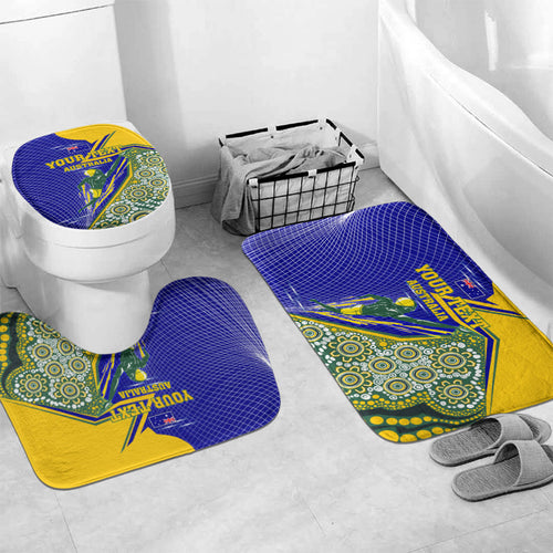 Personalized Australia Swimming Athlete Bathroom Set Aboriginal Dot Pattern Competitive Swimmer Patriotic