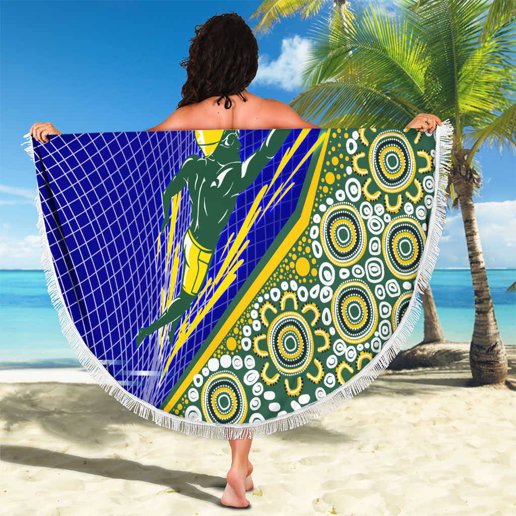 Personalized Australia Swimming Athlete Beach Blanket Aboriginal Dot Pattern Competitive Swimmer Patriotic