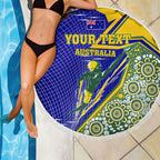 Personalized Australia Swimming Athlete Beach Blanket Aboriginal Dot Pattern Competitive Swimmer Patriotic