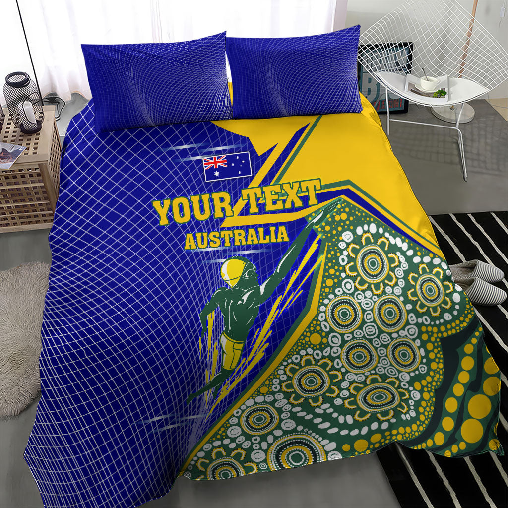 Personalized Australia Swimming Athlete Bedding Set Aboriginal Dot Pattern Competitive Swimmer Patriotic