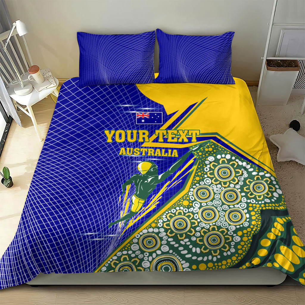Personalized Australia Swimming Athlete Bedding Set Aboriginal Dot Pattern Competitive Swimmer Patriotic