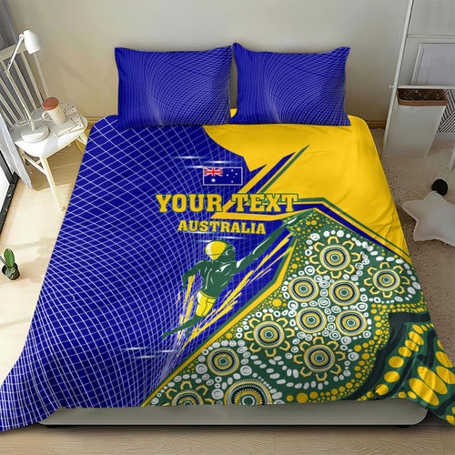 Personalized Australia Swimming Athlete Bedding Set Aboriginal Dot Pattern Competitive Swimmer Patriotic