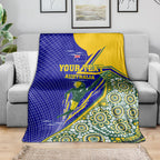 Personalized Australia Swimming Athlete Blanket Aboriginal Dot Pattern Competitive Swimmer Patriotic