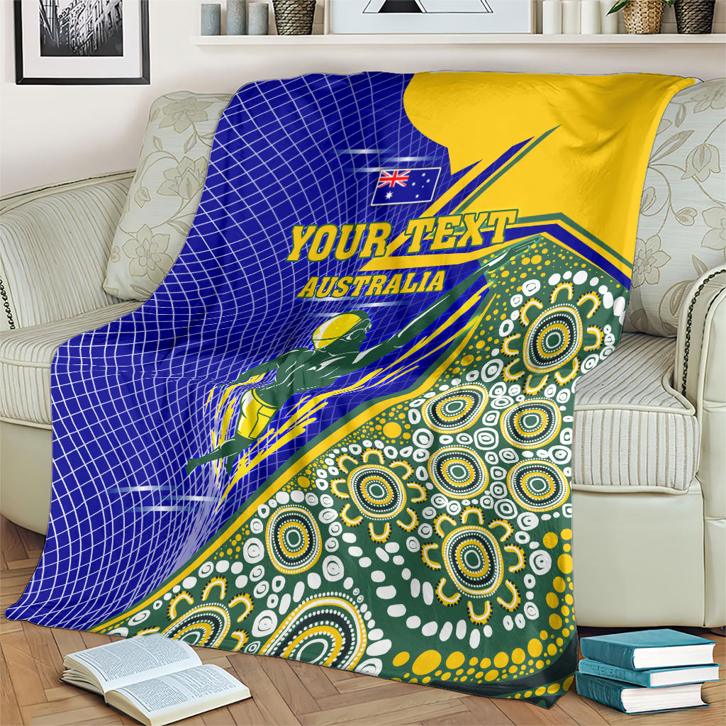 Personalized Australia Swimming Athlete Blanket Aboriginal Dot Pattern Competitive Swimmer Patriotic