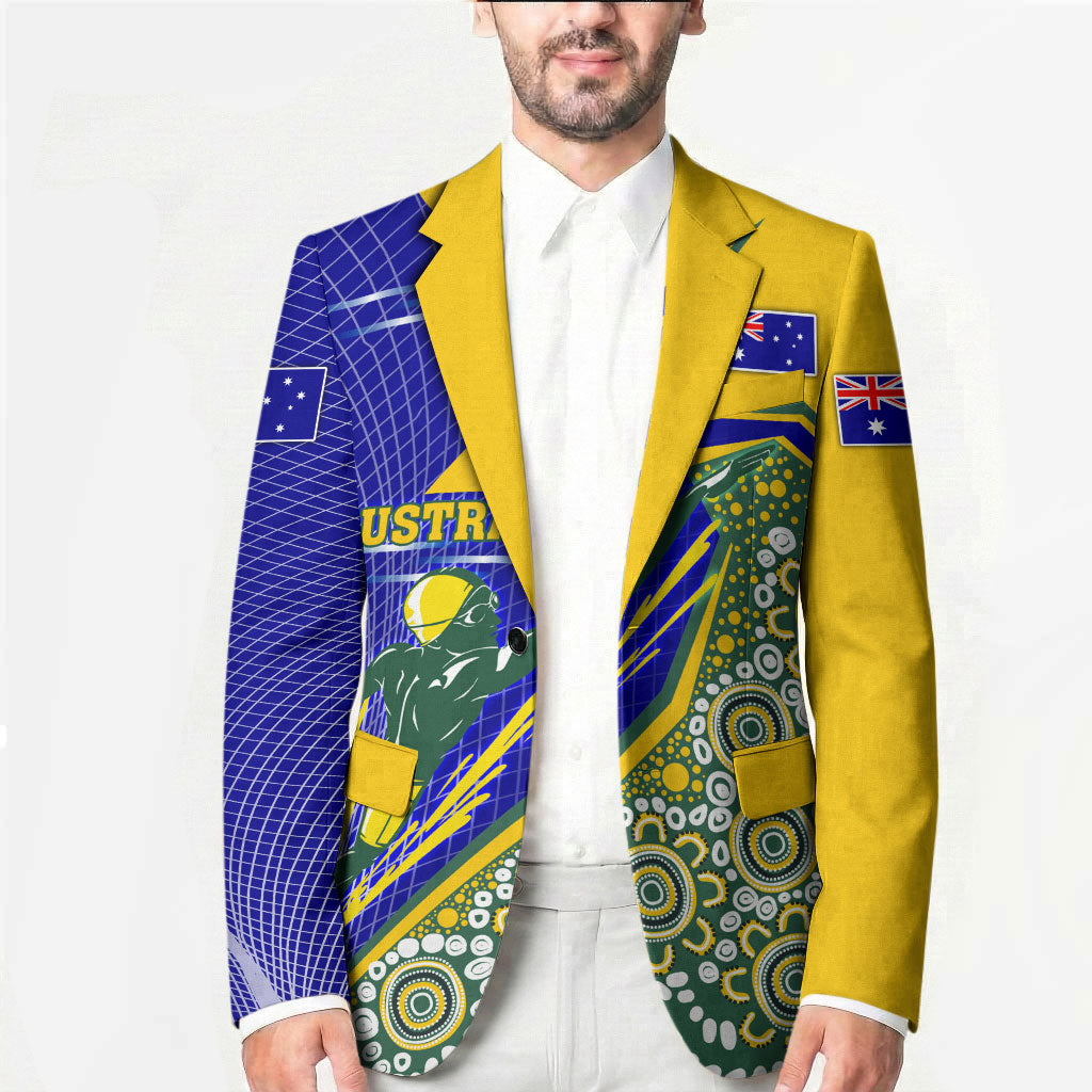 Personalized Australia Swimming Athlete Blazer Aboriginal Dot Pattern Competitive Swimmer Patriotic