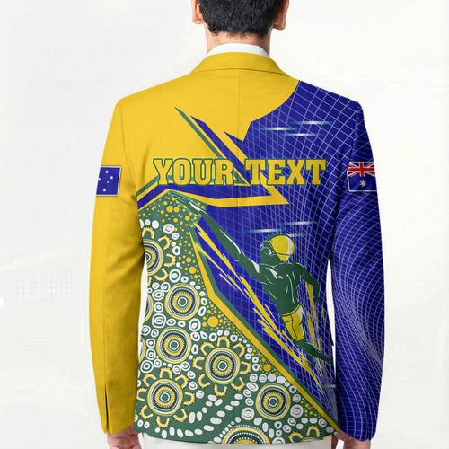 Personalized Australia Swimming Athlete Blazer Aboriginal Dot Pattern Competitive Swimmer Patriotic