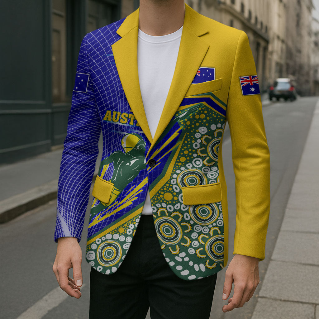 Personalized Australia Swimming Athlete Blazer Aboriginal Dot Pattern Competitive Swimmer Patriotic