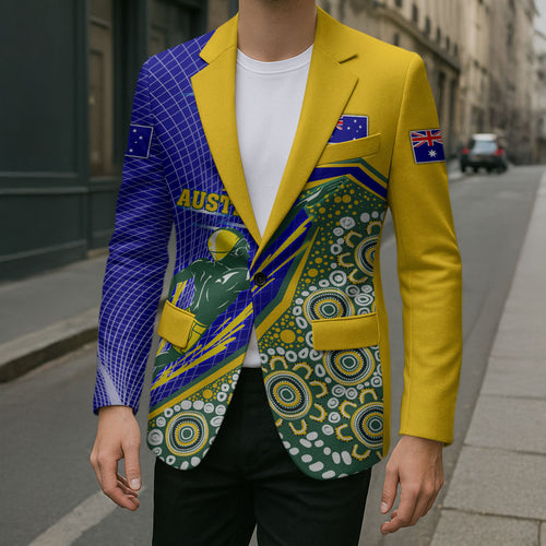 Personalized Australia Swimming Athlete Blazer Aboriginal Dot Pattern Competitive Swimmer Patriotic