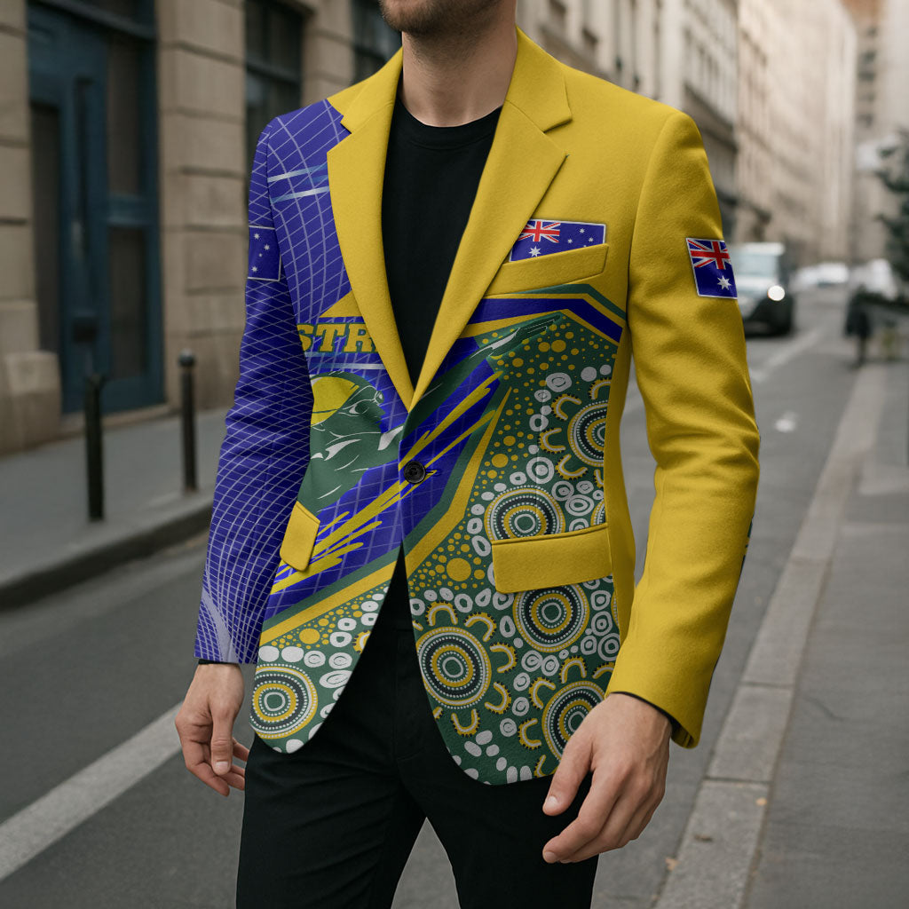 Personalized Australia Swimming Athlete Blazer Aboriginal Dot Pattern Competitive Swimmer Patriotic