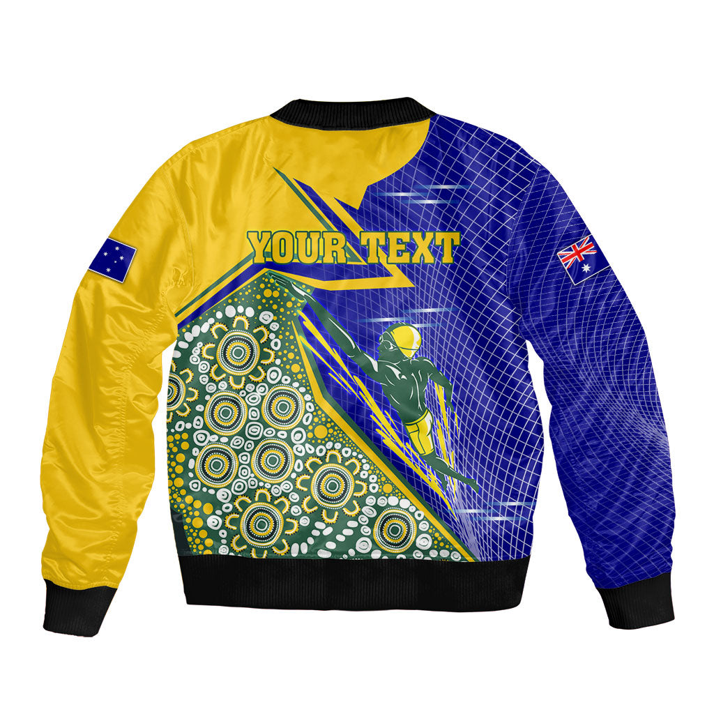 Personalized Australia Swimming Athlete Bomber Jacket Aboriginal Dot Pattern Competitive Swimmer Patriotic