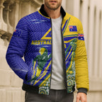 Personalized Australia Swimming Athlete Bomber Puffer Jacket Aboriginal Dot Pattern Competitive Swimmer Patriotic