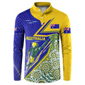 Personalized Australia Swimming Athlete Button Sweatshirt Aboriginal Dot Pattern Competitive Swimmer Patriotic
