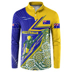 Personalized Australia Swimming Athlete Button Sweatshirt Aboriginal Dot Pattern Competitive Swimmer Patriotic