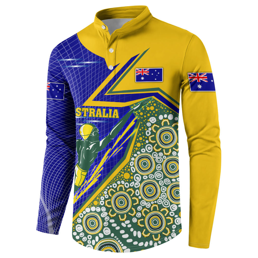 Personalized Australia Swimming Athlete Button Sweatshirt Aboriginal Dot Pattern Competitive Swimmer Patriotic