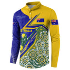Personalized Australia Swimming Athlete Button Sweatshirt Aboriginal Dot Pattern Competitive Swimmer Patriotic