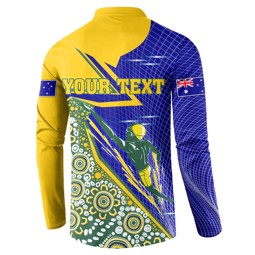 Personalized Australia Swimming Athlete Button Sweatshirt Aboriginal Dot Pattern Competitive Swimmer Patriotic