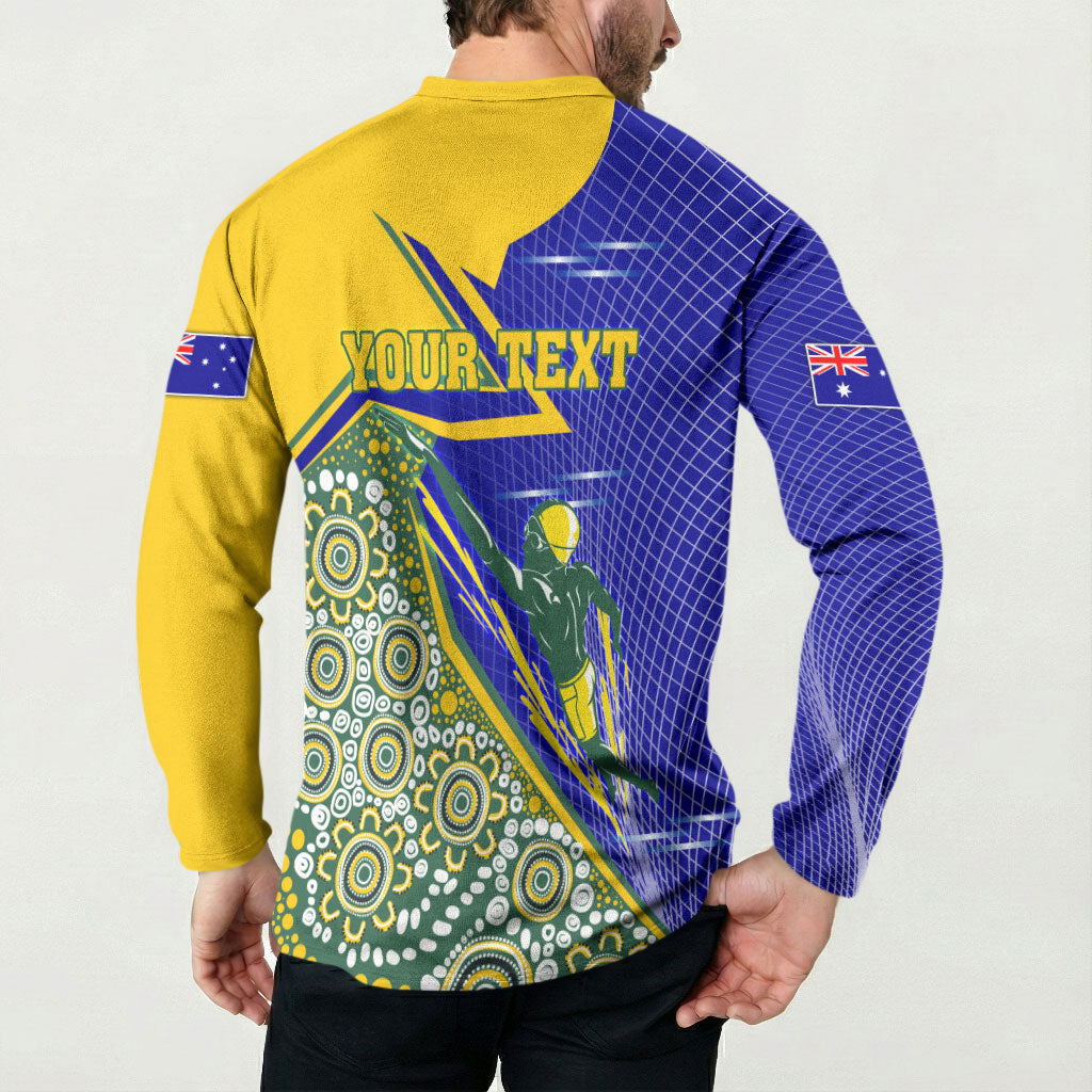 Personalized Australia Swimming Athlete Button Sweatshirt Aboriginal Dot Pattern Competitive Swimmer Patriotic