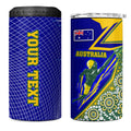 Personalized Australia Swimming Athlete 4 in 1 Can Cooler Tumbler Aboriginal Dot Pattern Competitive Swimmer Patriotic