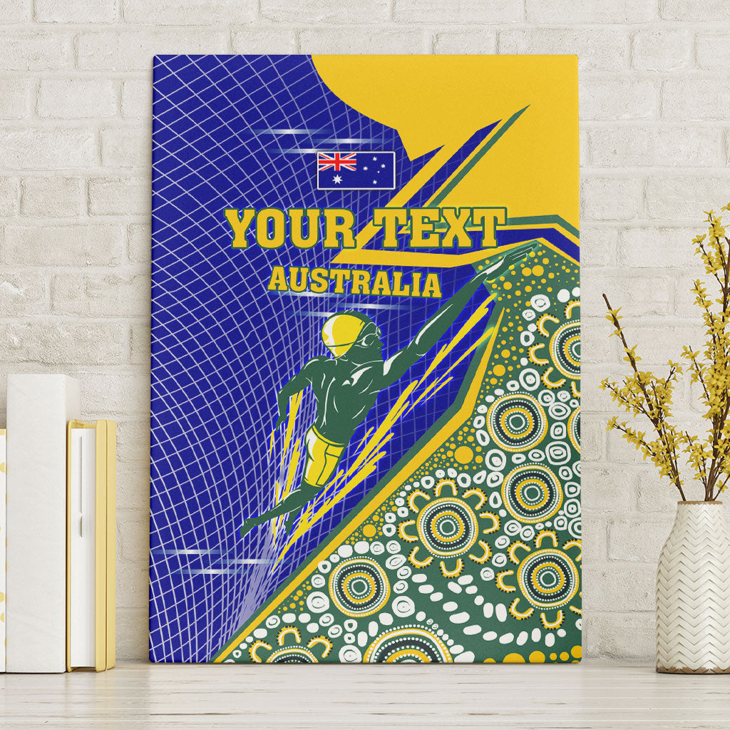 Personalized Australia Swimming Athlete Canvas Wall Art Aboriginal Dot Pattern Competitive Swimmer Patriotic