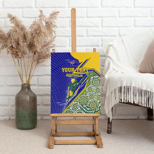 Personalized Australia Swimming Athlete Canvas Wall Art Aboriginal Dot Pattern Competitive Swimmer Patriotic