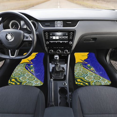 Personalized Australia Swimming Athlete Car Mats Aboriginal Dot Pattern Competitive Swimmer Patriotic