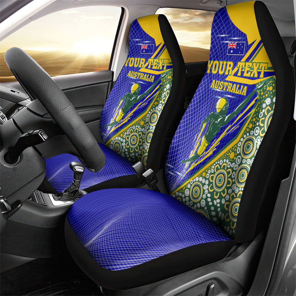 Personalized Australia Swimming Athlete Car Seat Cover Aboriginal Dot Pattern Competitive Swimmer Patriotic