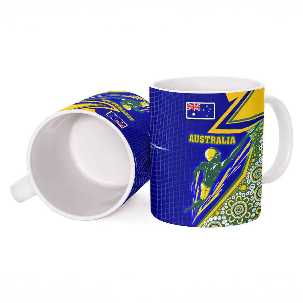Personalized Australia Swimming Athlete Ceramic Mug Aboriginal Dot Pattern Competitive Swimmer Patriotic