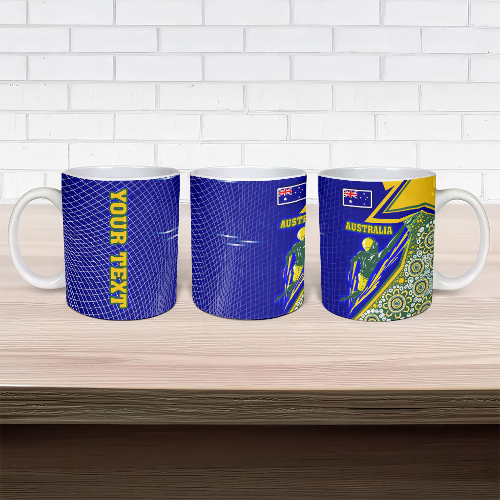 Personalized Australia Swimming Athlete Ceramic Mug Aboriginal Dot Pattern Competitive Swimmer Patriotic