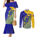 Personalized Australia Swimming Athlete Couples Matching Mermaid Dress and Long Sleeve Button Shirt Aboriginal Dot Pattern Competitive Swimmer Patriotic