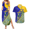 Personalized Australia Swimming Athlete Couples Matching Summer Maxi Dress and Hawaiian Shirt Aboriginal Dot Pattern Competitive Swimmer Patriotic