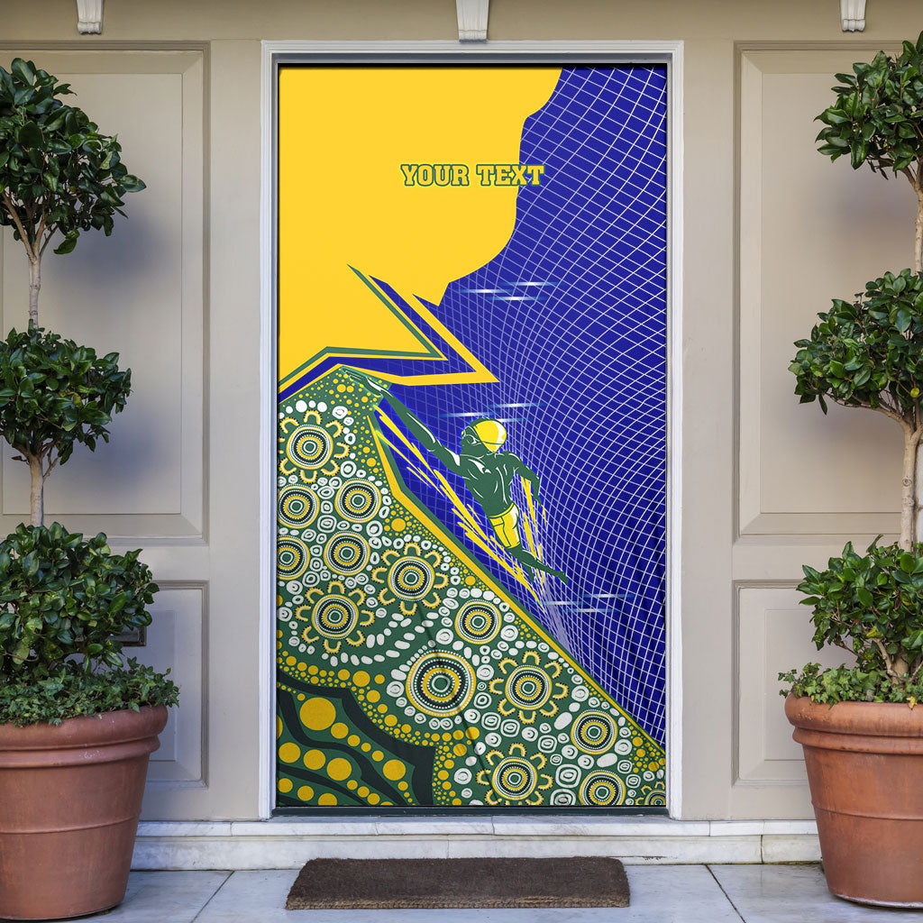 Personalized Australia Swimming Athlete Door Cover Aboriginal Dot Pattern Competitive Swimmer Patriotic