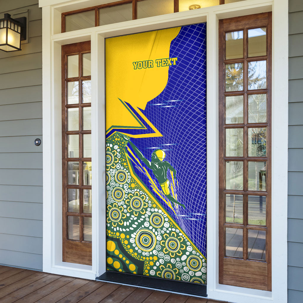 Personalized Australia Swimming Athlete Door Cover Aboriginal Dot Pattern Competitive Swimmer Patriotic