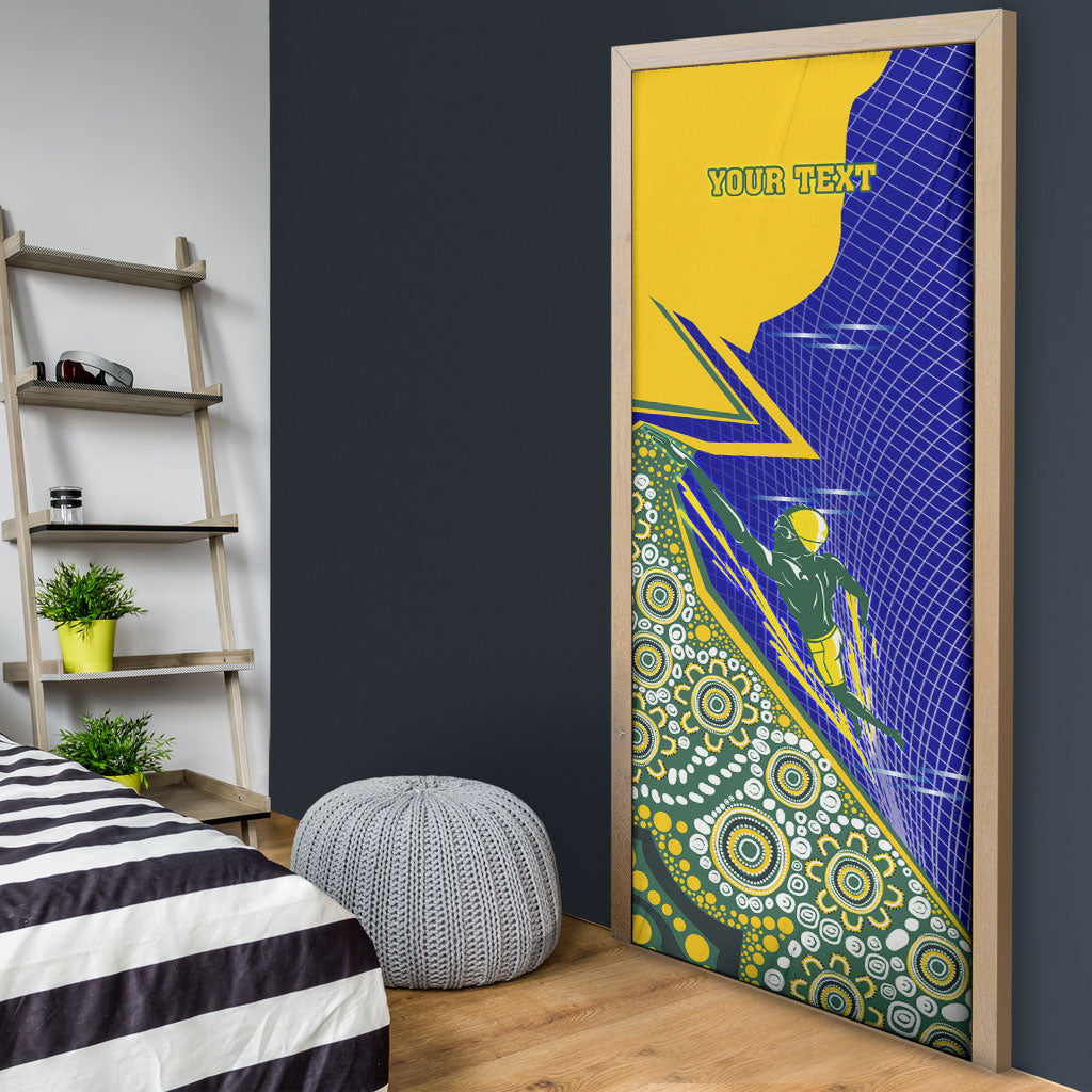 Personalized Australia Swimming Athlete Door Cover Aboriginal Dot Pattern Competitive Swimmer Patriotic