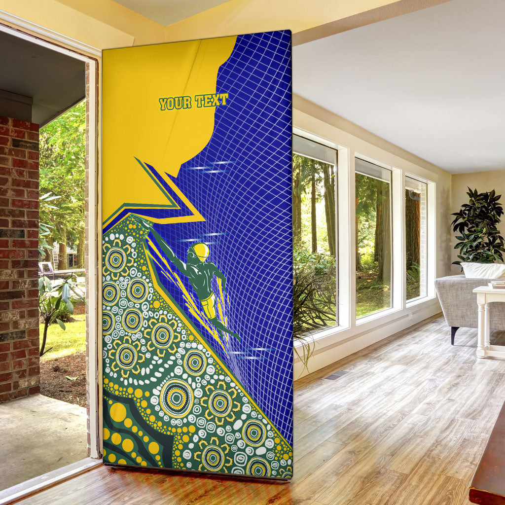 Personalized Australia Swimming Athlete Door Cover Aboriginal Dot Pattern Competitive Swimmer Patriotic