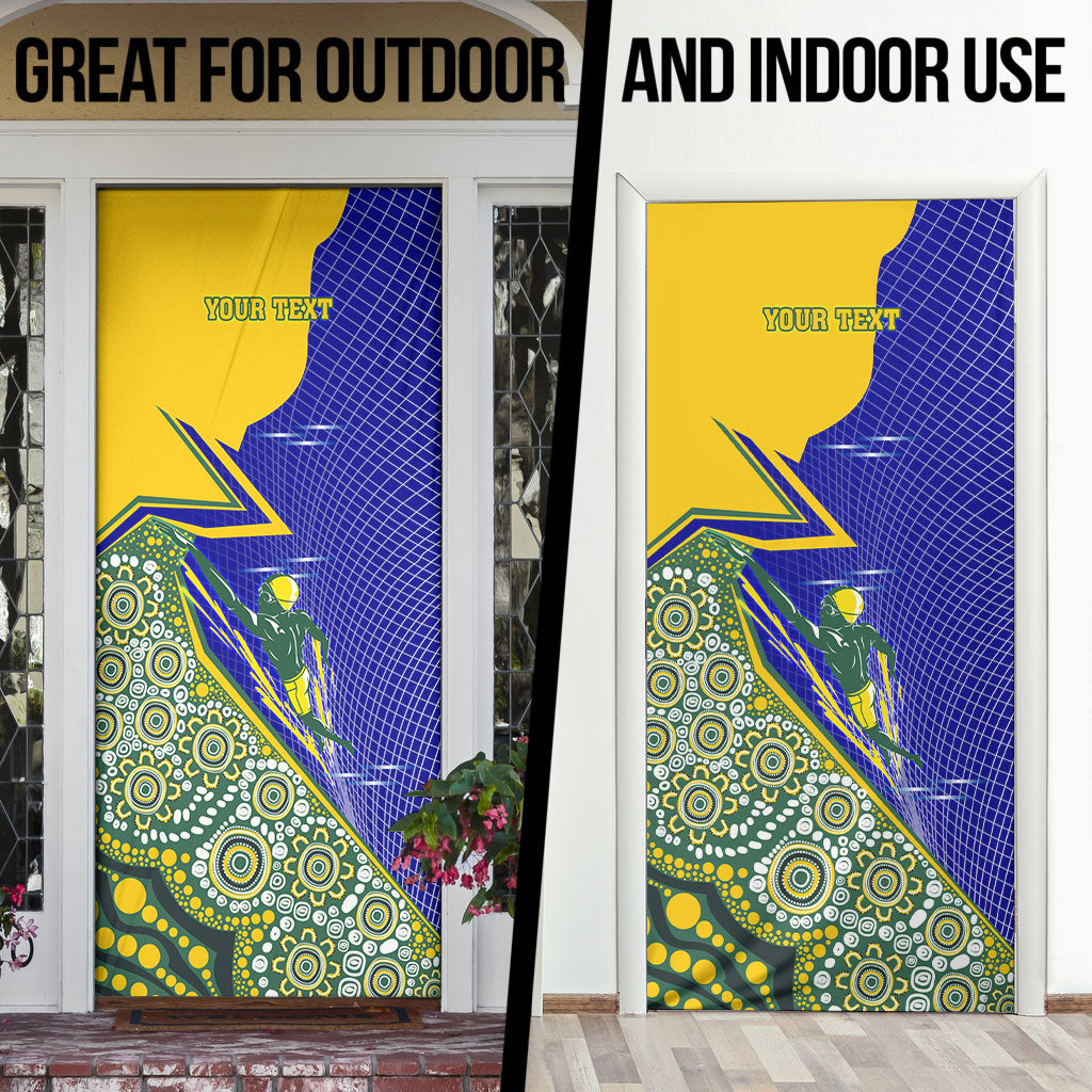 Personalized Australia Swimming Athlete Door Cover Aboriginal Dot Pattern Competitive Swimmer Patriotic