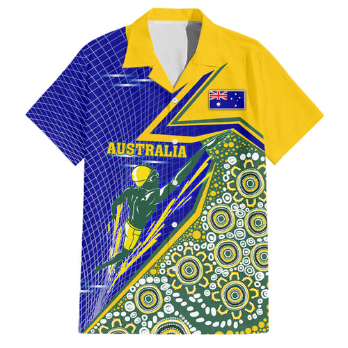 Personalized Australia Swimming Athlete Family Matching Off Shoulder Maxi Dress and Hawaiian Shirt Aboriginal Dot Pattern Competitive Swimmer Patriotic