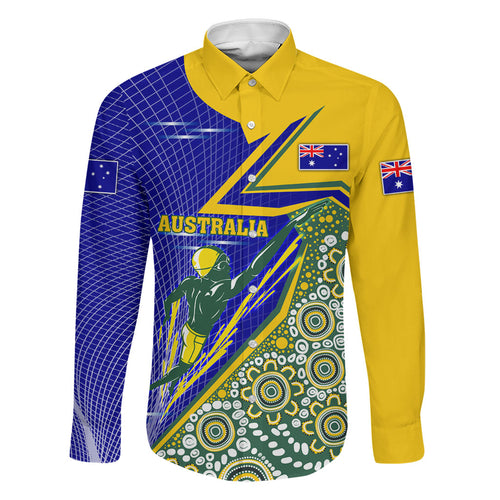 Personalized Australia Swimming Athlete Family Matching Off Shoulder Maxi Dress and Hawaiian Shirt Aboriginal Dot Pattern Competitive Swimmer Patriotic
