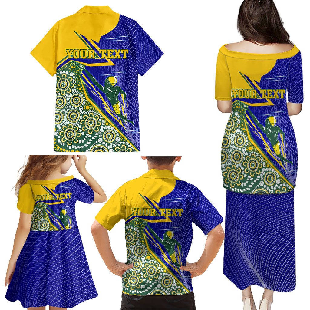 Personalized Australia Swimming Athlete Family Matching Puletasi and Hawaiian Shirt Aboriginal Dot Pattern Competitive Swimmer Patriotic