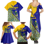 Personalized Australia Swimming Athlete Family Matching Summer Maxi Dress and Hawaiian Shirt Aboriginal Dot Pattern Competitive Swimmer Patriotic