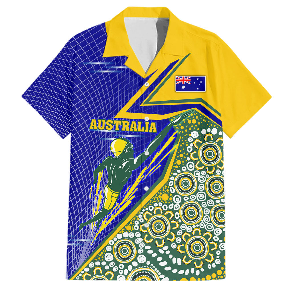 Personalized Australia Swimming Athlete Family Matching Summer Maxi Dress and Hawaiian Shirt Aboriginal Dot Pattern Competitive Swimmer Patriotic