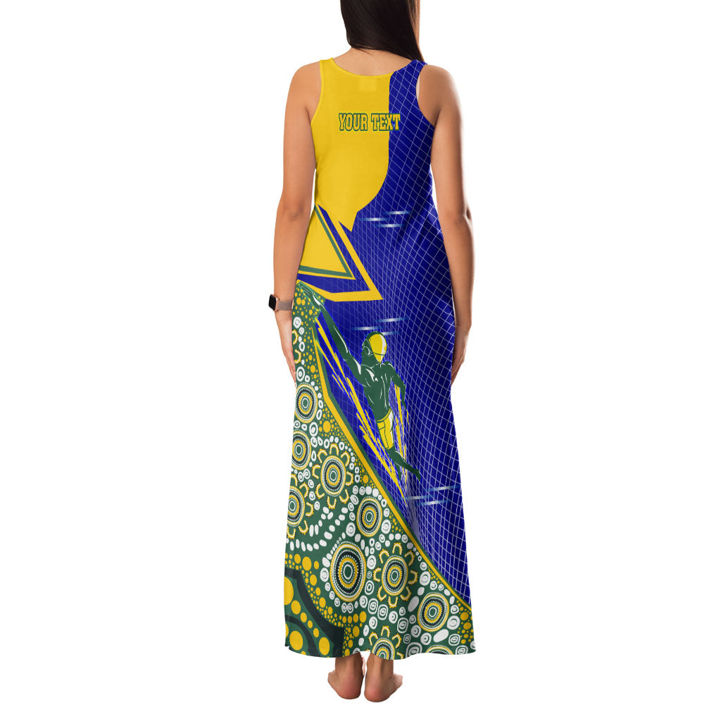 Personalized Australia Swimming Athlete Family Matching Tank Maxi Dress and Hawaiian Shirt Aboriginal Dot Pattern Competitive Swimmer Patriotic