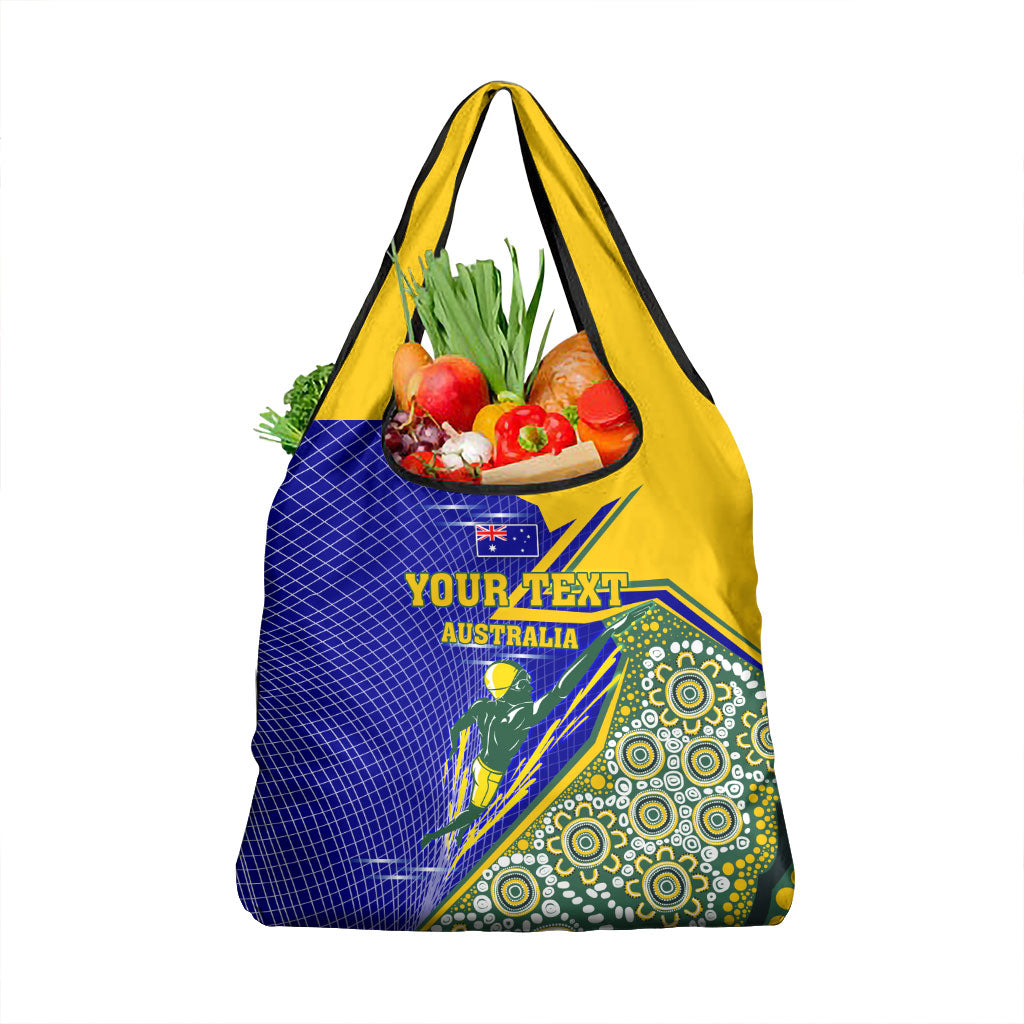 Personalized Australia Swimming Athlete Grocery Bag Aboriginal Dot Pattern Competitive Swimmer Patriotic