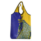 Personalized Australia Swimming Athlete Grocery Bag Aboriginal Dot Pattern Competitive Swimmer Patriotic
