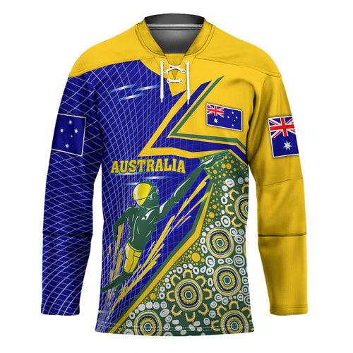Personalized Australia Swimming Athlete Hockey Jersey Aboriginal Dot Pattern Competitive Swimmer Patriotic