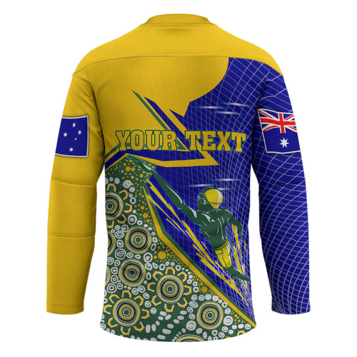 Personalized Australia Swimming Athlete Hockey Jersey Aboriginal Dot Pattern Competitive Swimmer Patriotic