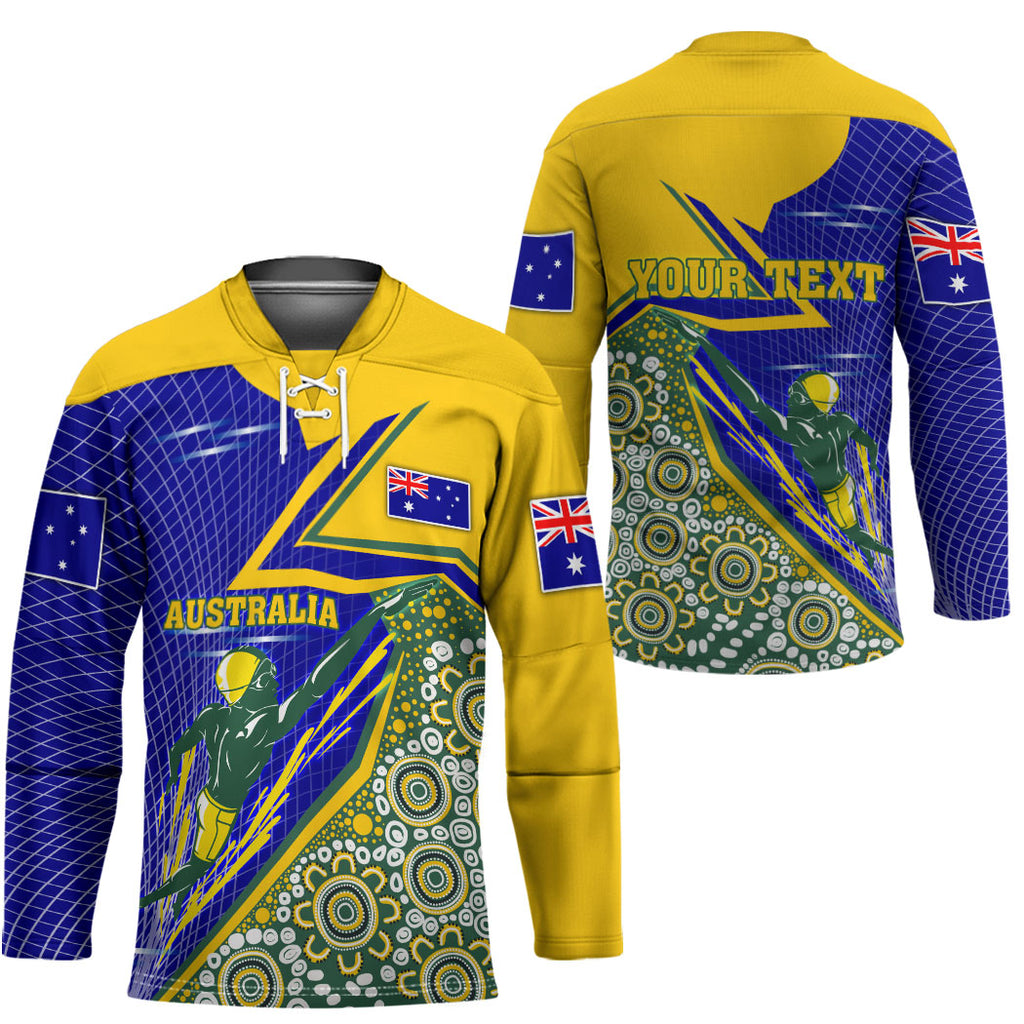Personalized Australia Swimming Athlete Hockey Jersey Aboriginal Dot Pattern Competitive Swimmer Patriotic