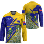 Personalized Australia Swimming Athlete Hockey Jersey Aboriginal Dot Pattern Competitive Swimmer Patriotic