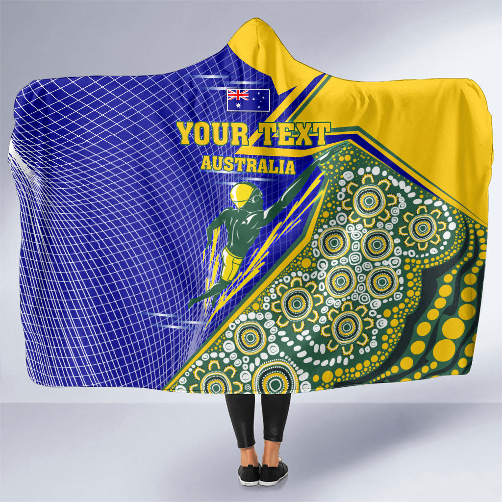 Personalized Australia Swimming Athlete Hooded Blanket Aboriginal Dot Pattern Competitive Swimmer Patriotic