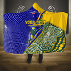 Personalized Australia Swimming Athlete Hooded Blanket Aboriginal Dot Pattern Competitive Swimmer Patriotic